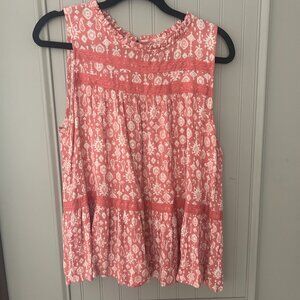 Maurices Size Large Coral High Neck Flowy Blouse